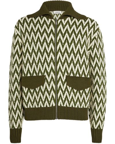 Lanvin Zigzag Zip-up Cardigan - Green