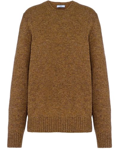 Prada Wool-cashmere Crew-neck Sweater - Brown