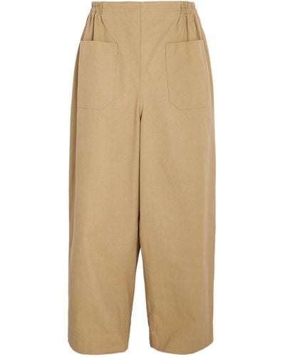 Hed Mayner Cotton Wide-leg Trousers - Natural
