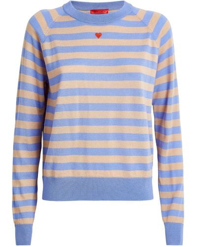 MAX&Co. Wool Crew-neck Striped Sweater - Blue