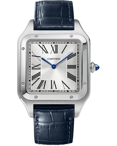 Cartier Stainless Steel Santos-dumont Watch 46.6mm - Blue