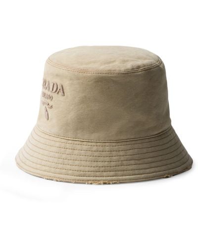 Prada Cotton Bucket Hat - Natural