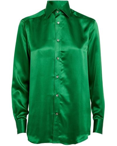 With Nothing Underneath Silk The Boyfriend Shirt - Green