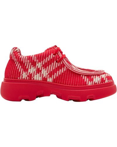 Burberry Check Creeper Shoes - Red