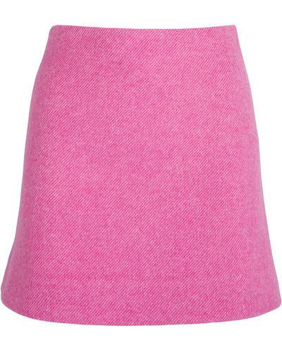 Ganni Wool-blend Mini Skirt - Pink
