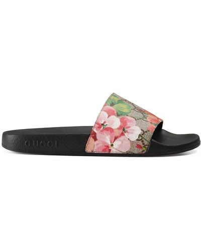 Gucci Gg Bloom Supreme Slide Sandals - Brown