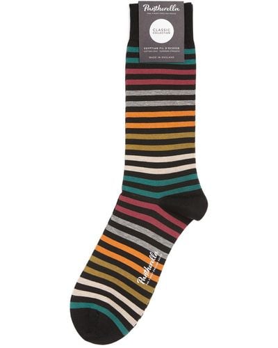 Pantherella Cotton-blend Striped Socks - Black