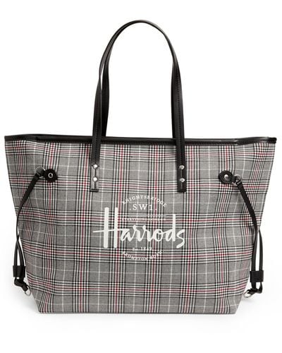 Harrods Southbank Grey Check Tote Bag - Black