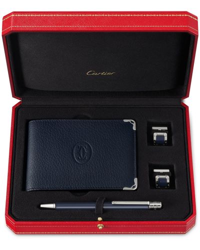 Cartier Santos De Cufflinks, Pen And Wallet Set - Black
