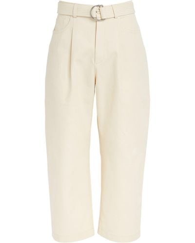 Nanushka Belted Ferre Straight Trousers - Natural