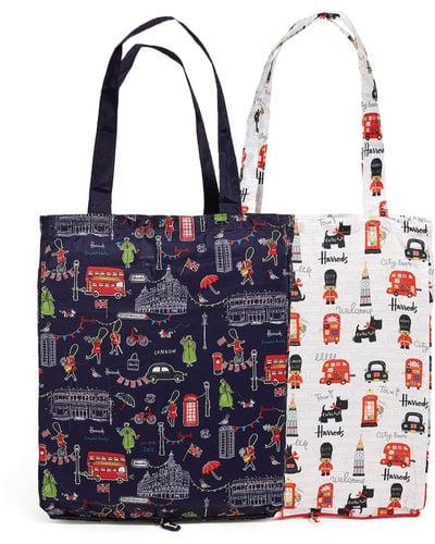 Harrods Recycled City Bear And Sw1 Pocket Shopper Bag (set Of 2) - Multicolor