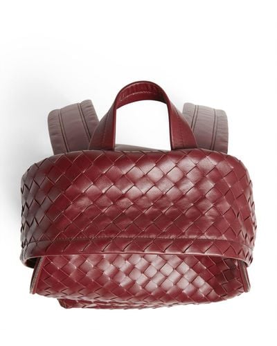 Bottega Veneta Medium Leather Classic Intrecciato Backpack - Red