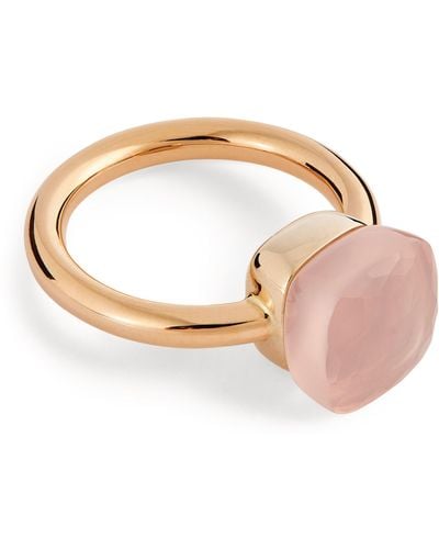 Pomellato Mixed Gold And Pink Quartz Nudo Classic Ring