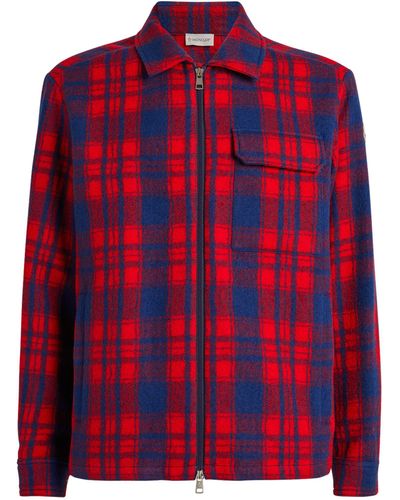 Moncler Wool Check Overshirt - Red