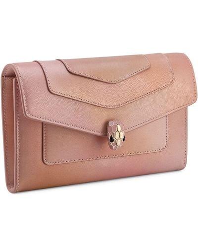BVLGARI Long Goat Leather Serpenti Forever Wallet - Pink