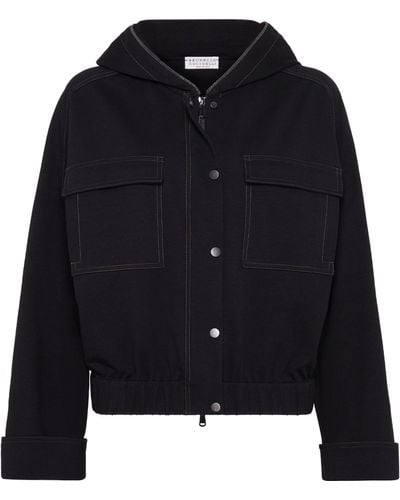 Brunello Cucinelli Terry Cotton Hooded Jacket - Black