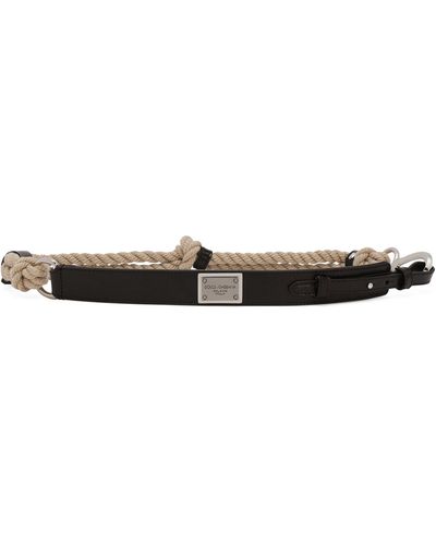 Dolce & Gabbana Logo-plaque Rope Belt - Black