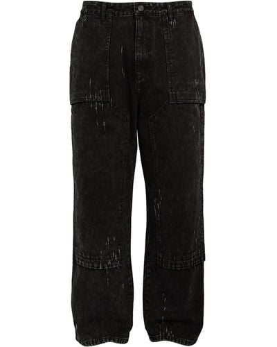 Juun.J Wide-leg Faded Jeans - Black