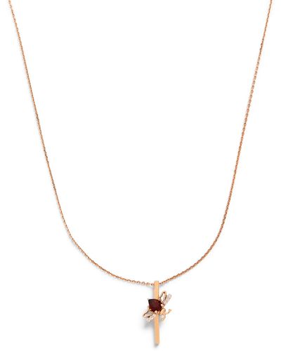 BeeGoddess Rose Gold, Diamond And Radolite Letters Necklace - Metallic