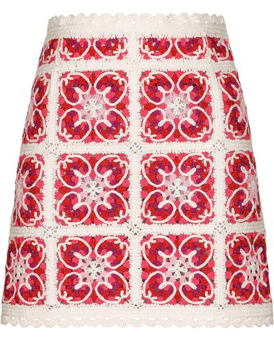 Dolce & Gabbana Majolica Mini Skirt - Red