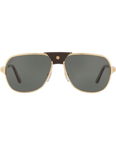 Cartier Gold Frame Pilot Sunglasses - Grey