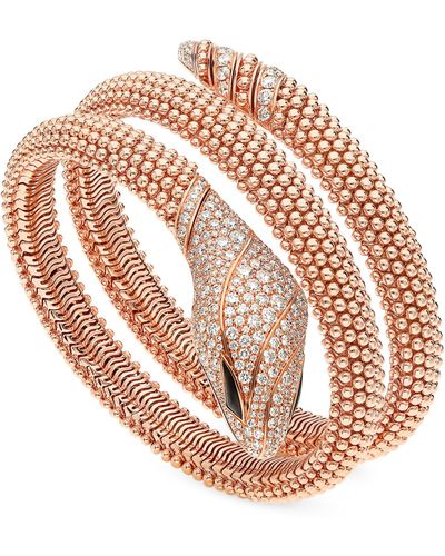 BVLGARI Rose Gold And Diamond Serpenti Pallini Cuff Bracelet - Pink