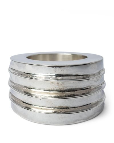 Parts Of 4 Polished Sterling Silver Foldform Crescent Ring - Grey
