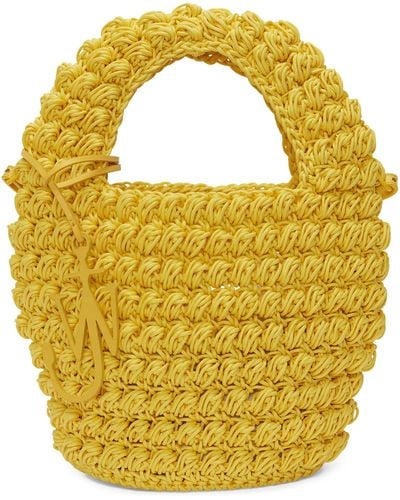 JW Anderson Small Woven Popcorn Basket Bag - Yellow
