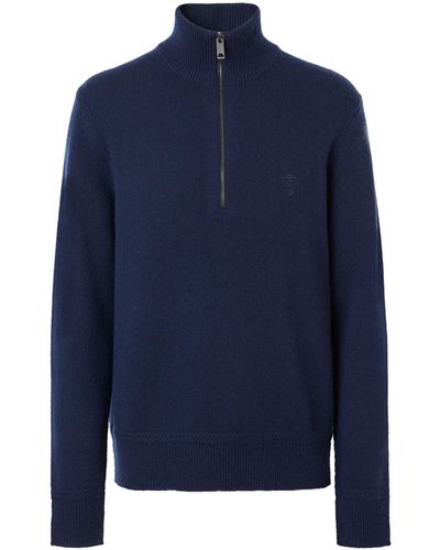 Burberry Cashmere Half-zip Sweater - Blue