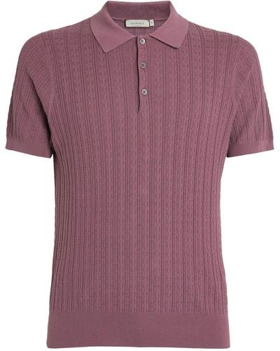 Canali Textured-knit Polo Shirt - Purple