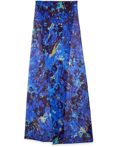 Marina Rinaldi Silk Floral Scarf - Blue