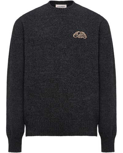 Alexander McQueen Wool-cashmere Seal Sweater - Blue