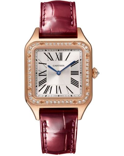 Cartier Rose Gold Diamond Santos-dumont Watch 38mm - Red