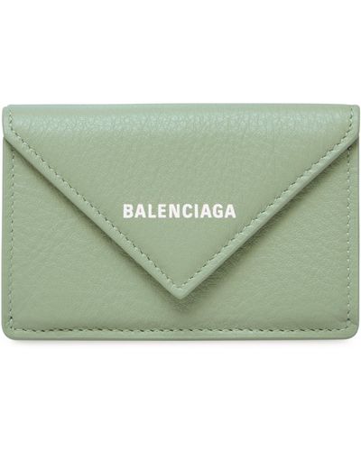 Balenciaga Mini Leather Papier Wallet - Green