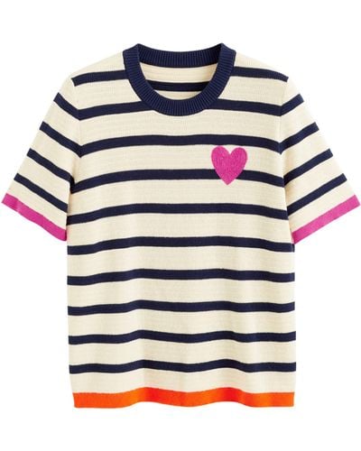 Chinti & Parker Striped Breton Heart T-shirt - Blue