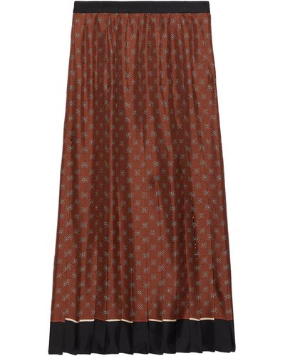 Gucci Silk Chain-print Pleated Midi Skirt - Brown