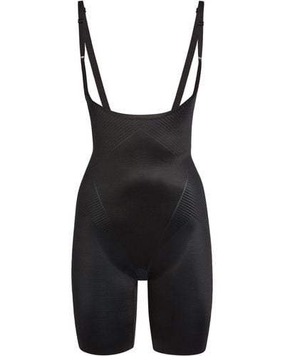 Shaping Satin Mesh Open-Bust Mid-Thigh Bodysuit