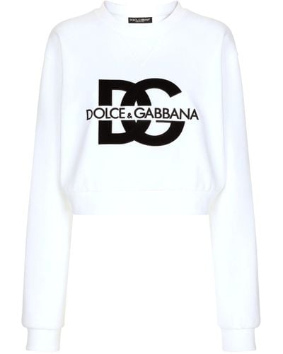 Dolce & Gabbana Cropped Logo Sweatshirt - White