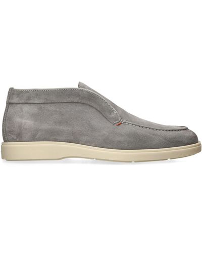 Santoni Leather Detroit Loafers - Grey