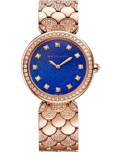 BVLGARI Rose Gold And Diamond Divas' Dream Watch 33mm - Blue