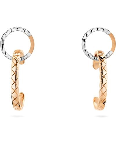 Chanel Mixed Gold Coco Crush Hoop Earrings - Metallic