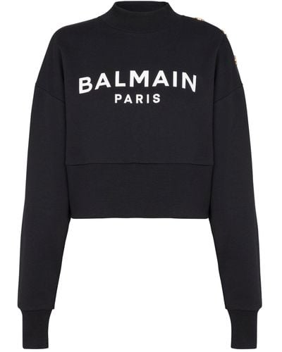 Balmain Cropped Logo Sweatshirt - Black