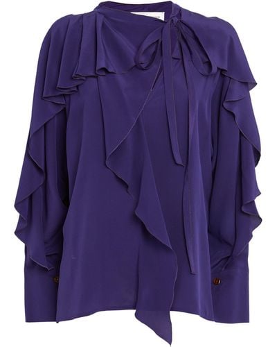 Victoria Beckham Silk Vb Romantic Ruffled Blouse - Purple