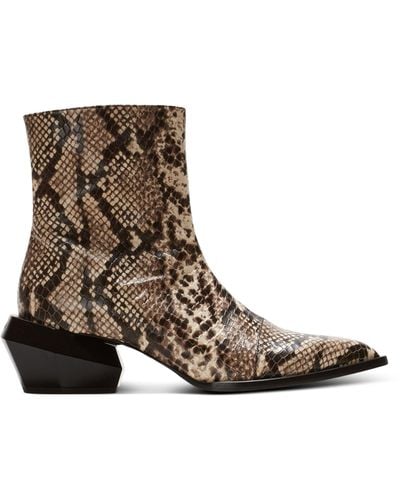 Balmain Snakeskin-effect Billy Ankle Boots - Brown