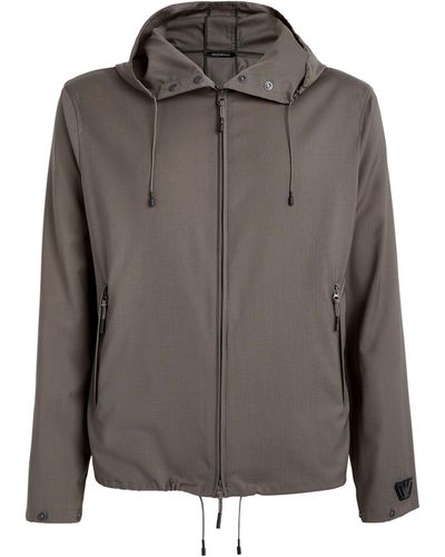Emporio Armani Wool Hooded Jacket - Grey
