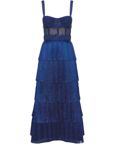 Missoni Lurex Fringed Bustier Gown - Blue