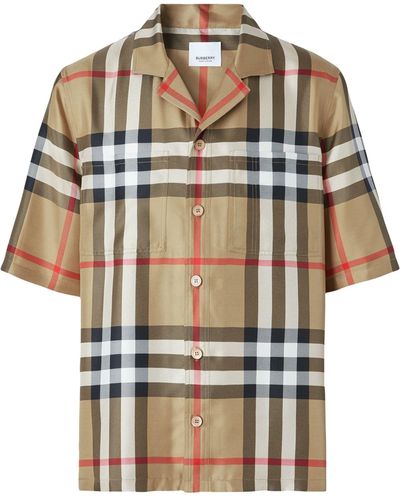Burberry Silk Check Shirt - Brown
