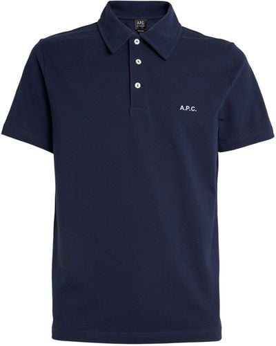 A.P.C. Logo Embroidered Polo Shirt - Blue