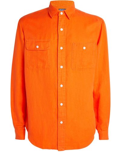 Polo Ralph Lauren Silk-linen Work Shirt - Orange