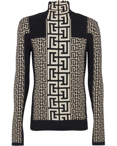 Balmain Monogram High-neck Sweater - Black